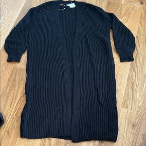 Double Zero Charcoal Knit Cardigan- long full length